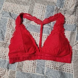 Victoria’s Secret PINK Lace Bralette Red. Great condition size Large